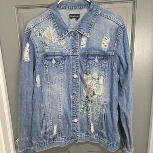 Embroidered Applique bebe Jean Jacket